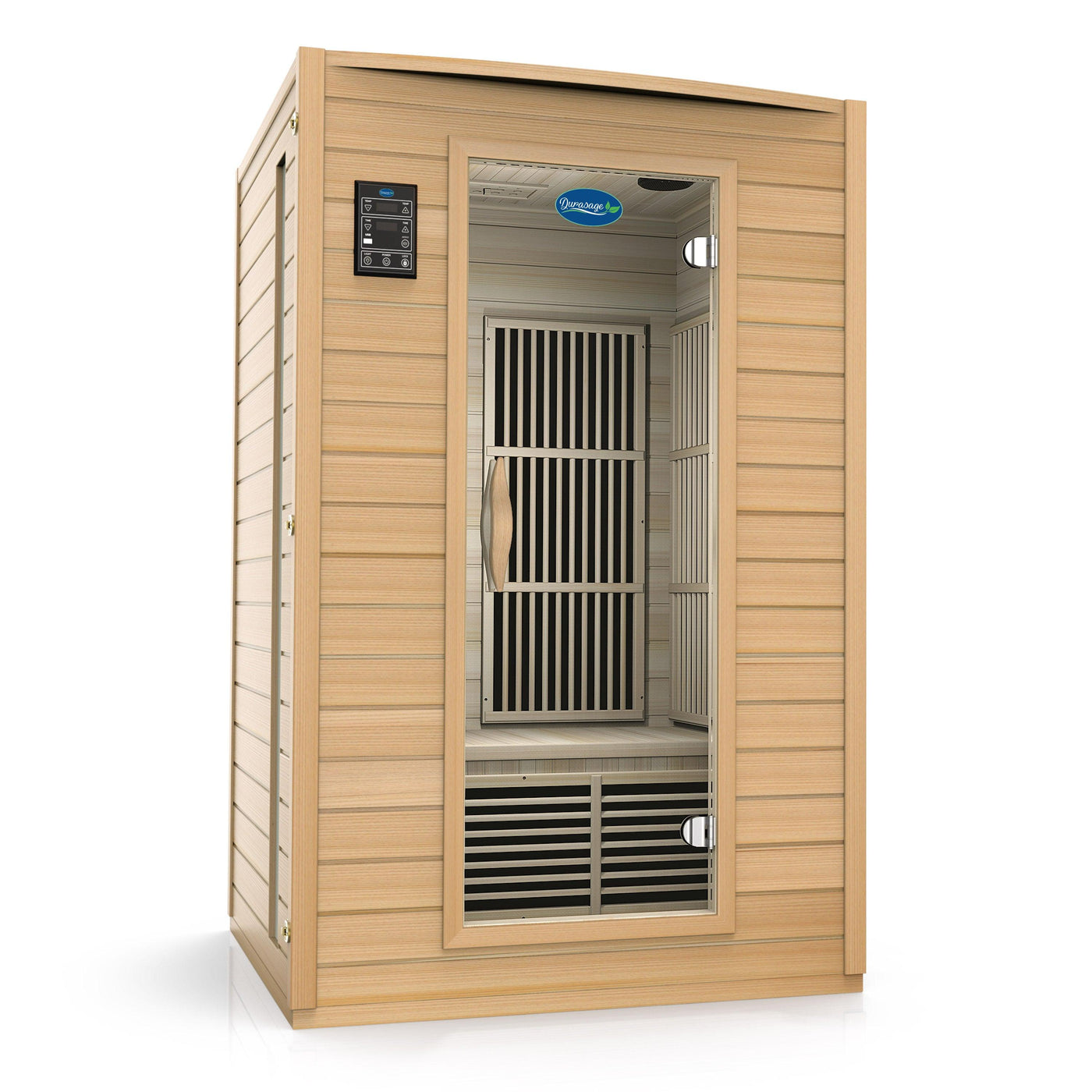 Angled view of the Durasage DWS-BS-6202 sauna